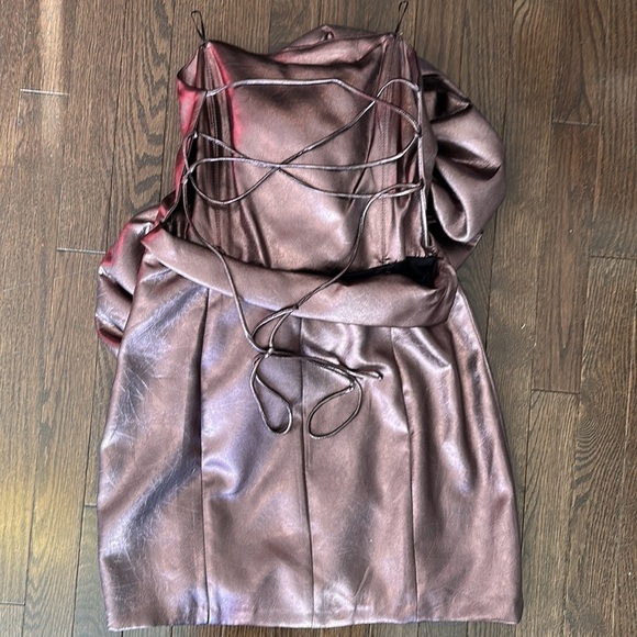 NEW Zara Voluminous Flower Strapless Lace Up Back Mini Dress 7699/308 - Picture 15 of 16